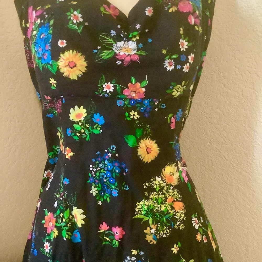 2X YVETTE HEART OF HAUTE Black, retro floral swing dress, sweetie heart of haute